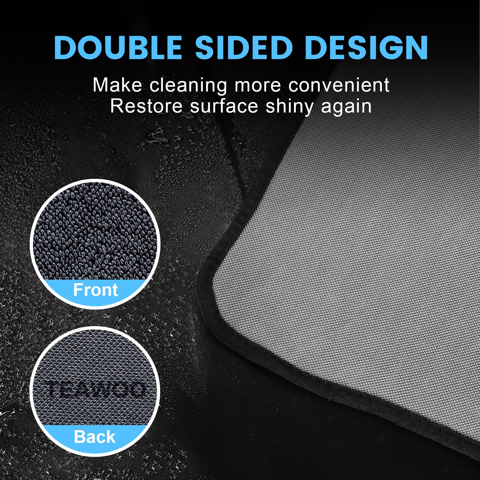 TEAWOO safe-on-all-materials microfiber cleans delicate surfaces without scratching.