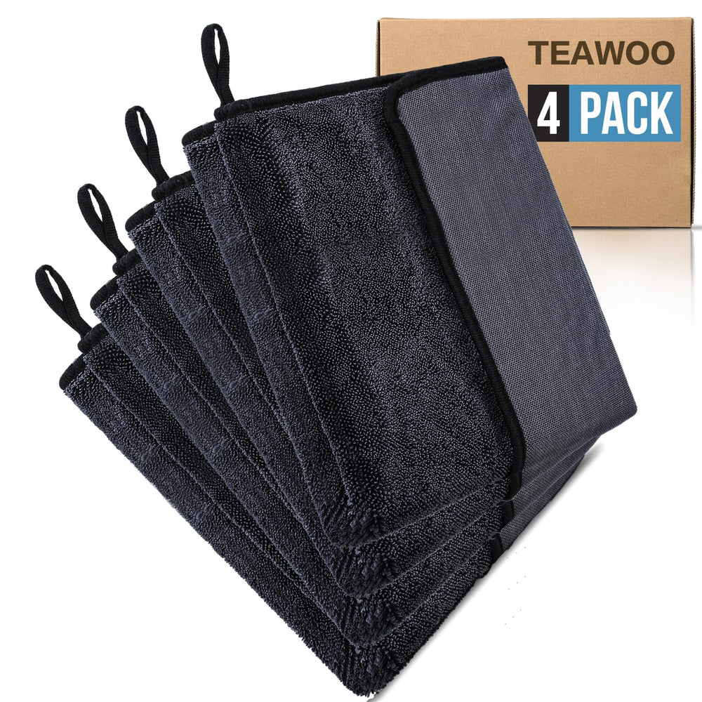 TEAWOO Shiny Wipes shower cloth cleans and dries bathroom surfaces without streaks.
