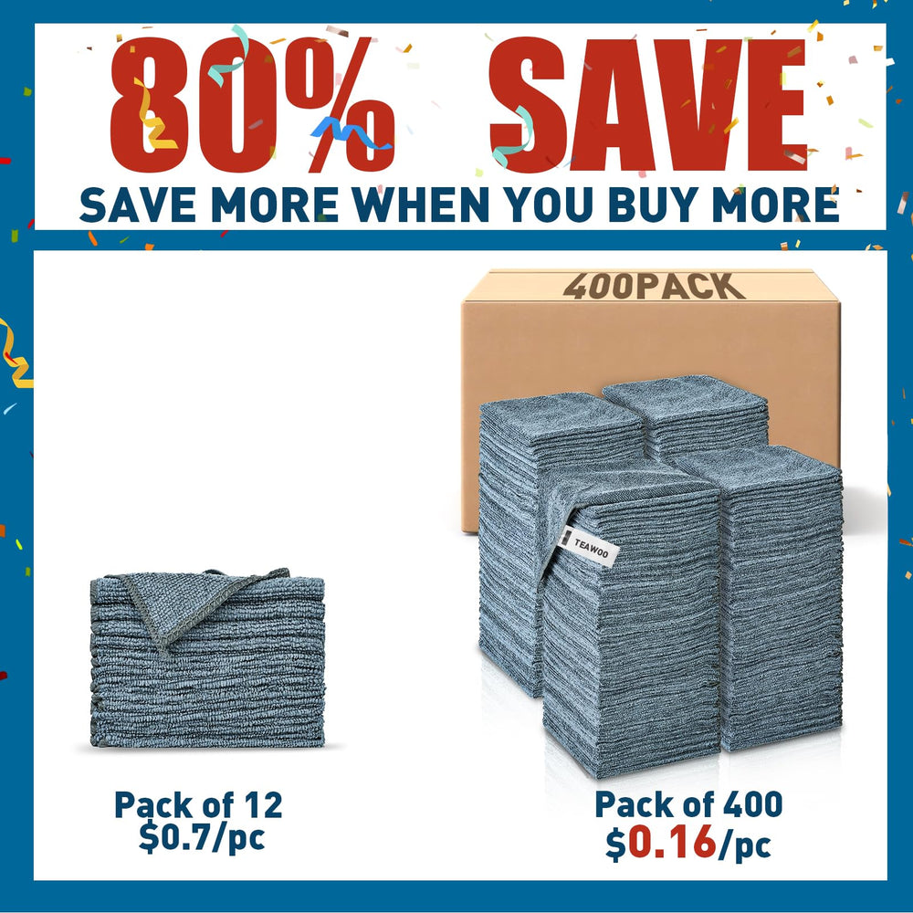 TEAWOO soft lint-free microfiber cloths for scratch-free car and glass surfaces