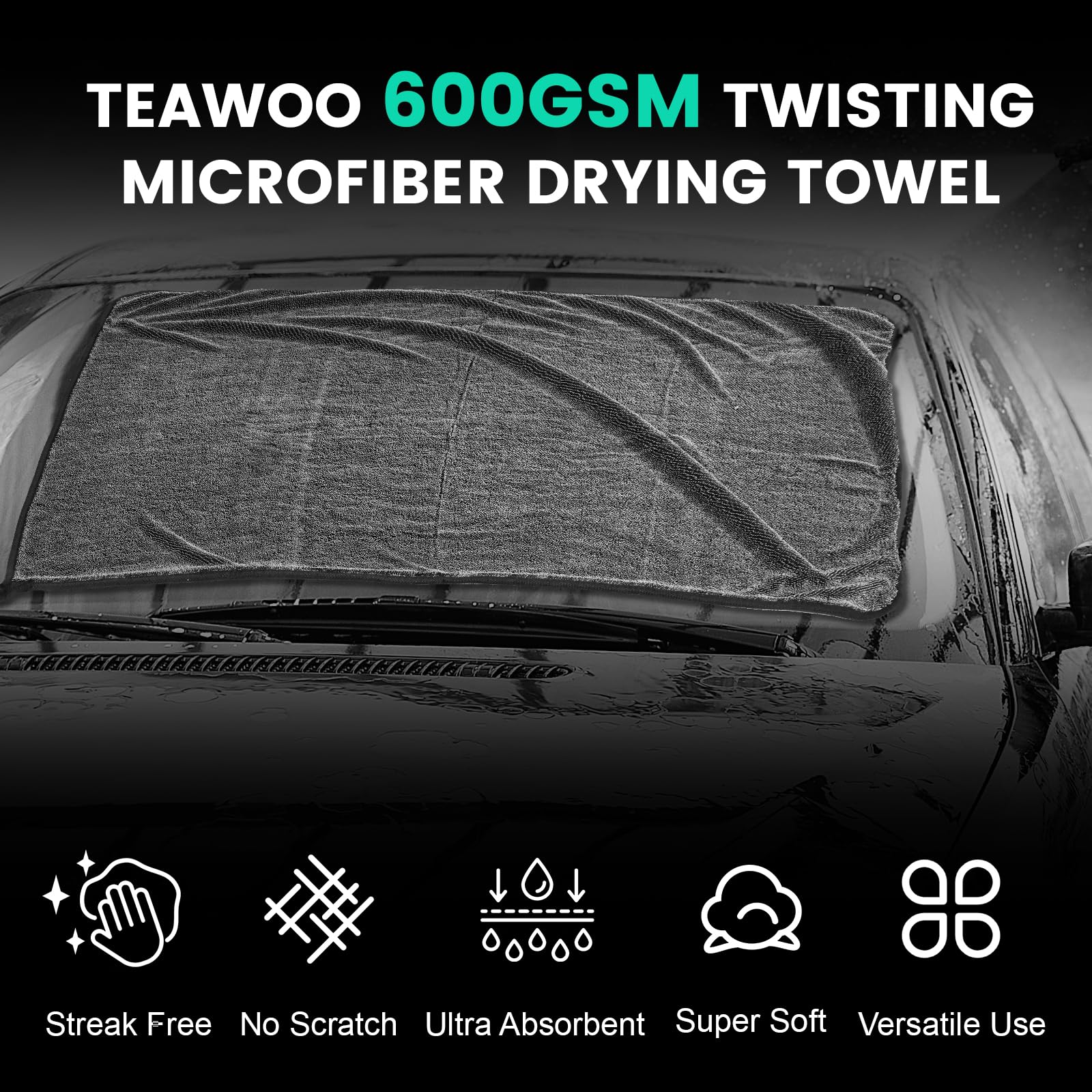 TEAWOO towel with built-in hook for easy storage after use.