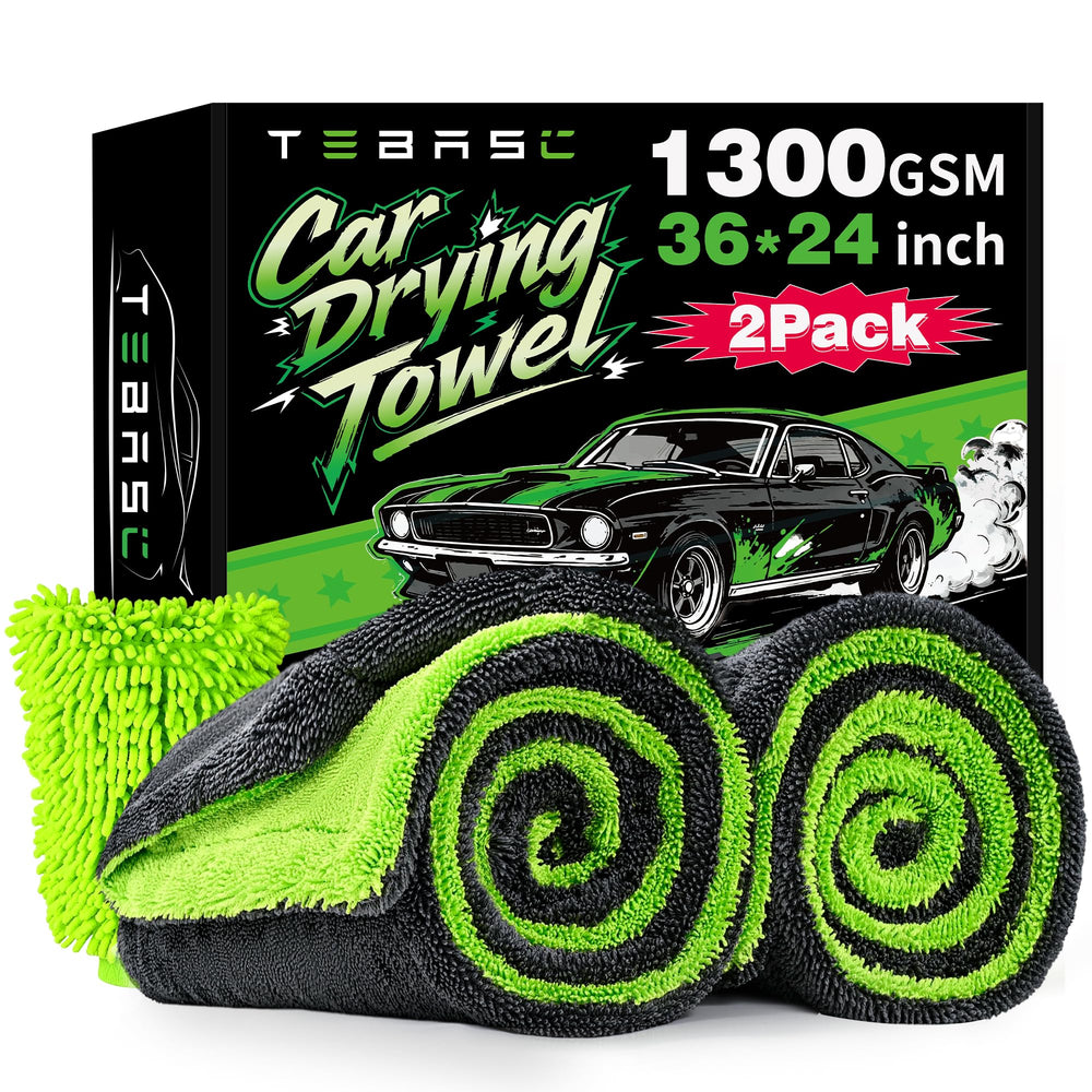 TEBASIC 2-pack car drying towels cover large panels for quick drying