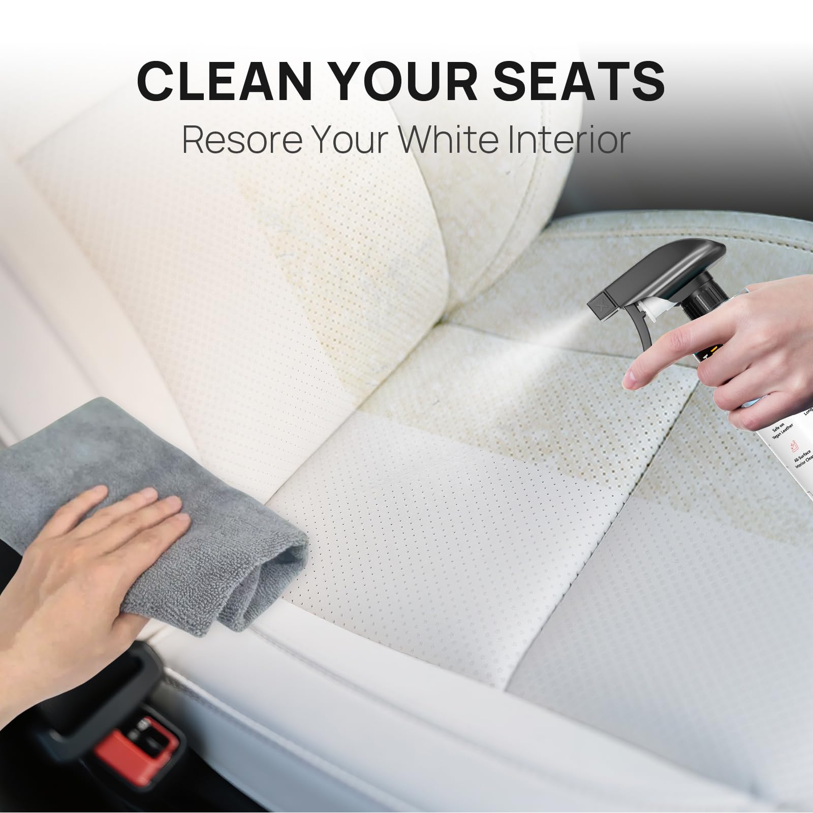 TEBASIC dash-cleaning-action highlights a clean dashboard with anti-static, non-greasy finish.