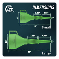 TEC Products FlexAll funnel with 5-inch mouth for controlled pours.