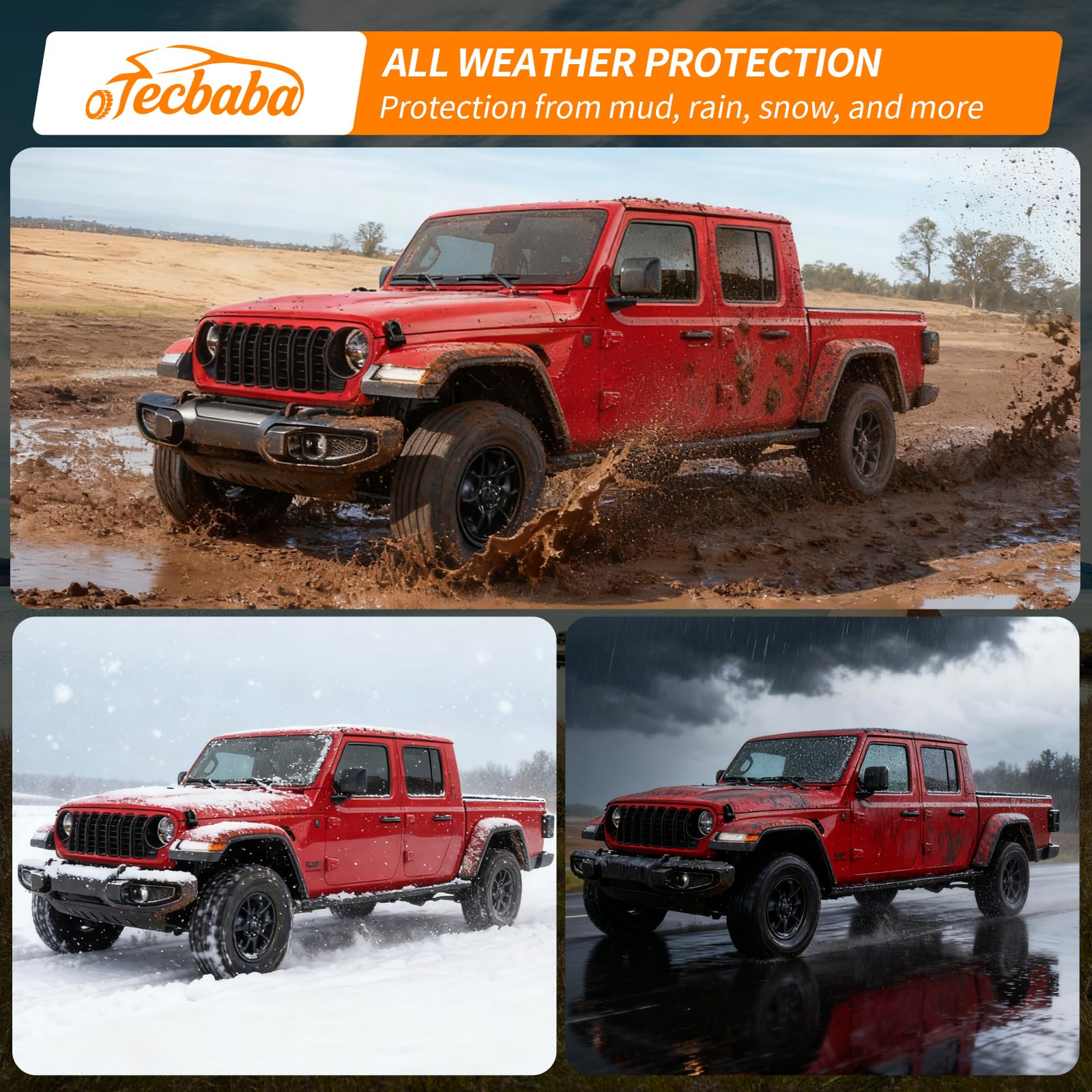 Tecbaba 4-piece set covers all four doors for Jeep Gladiator.