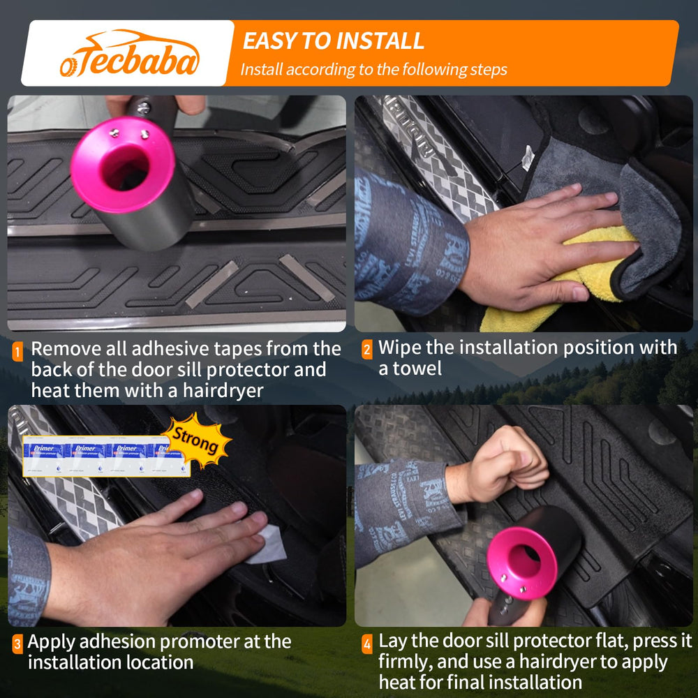 Tecbaba easy-installation no-tools design with peel-and-stick adhesion.