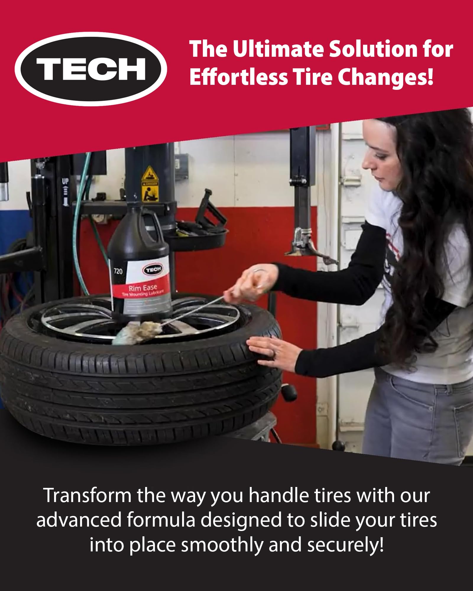 TECH Rim Ease Lube 1-gallon container ready for shop use.