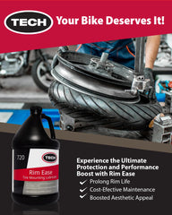 TECH Rim Ease Lube being applied with swab for even coating on beads and rims.