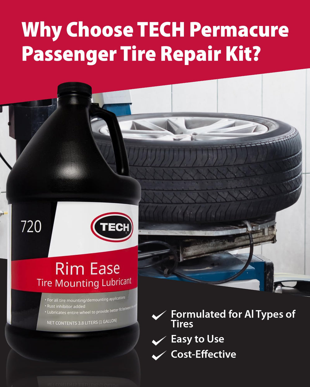 TECH Rim Ease Lube is petroleum and silicone-free for gentle protection.