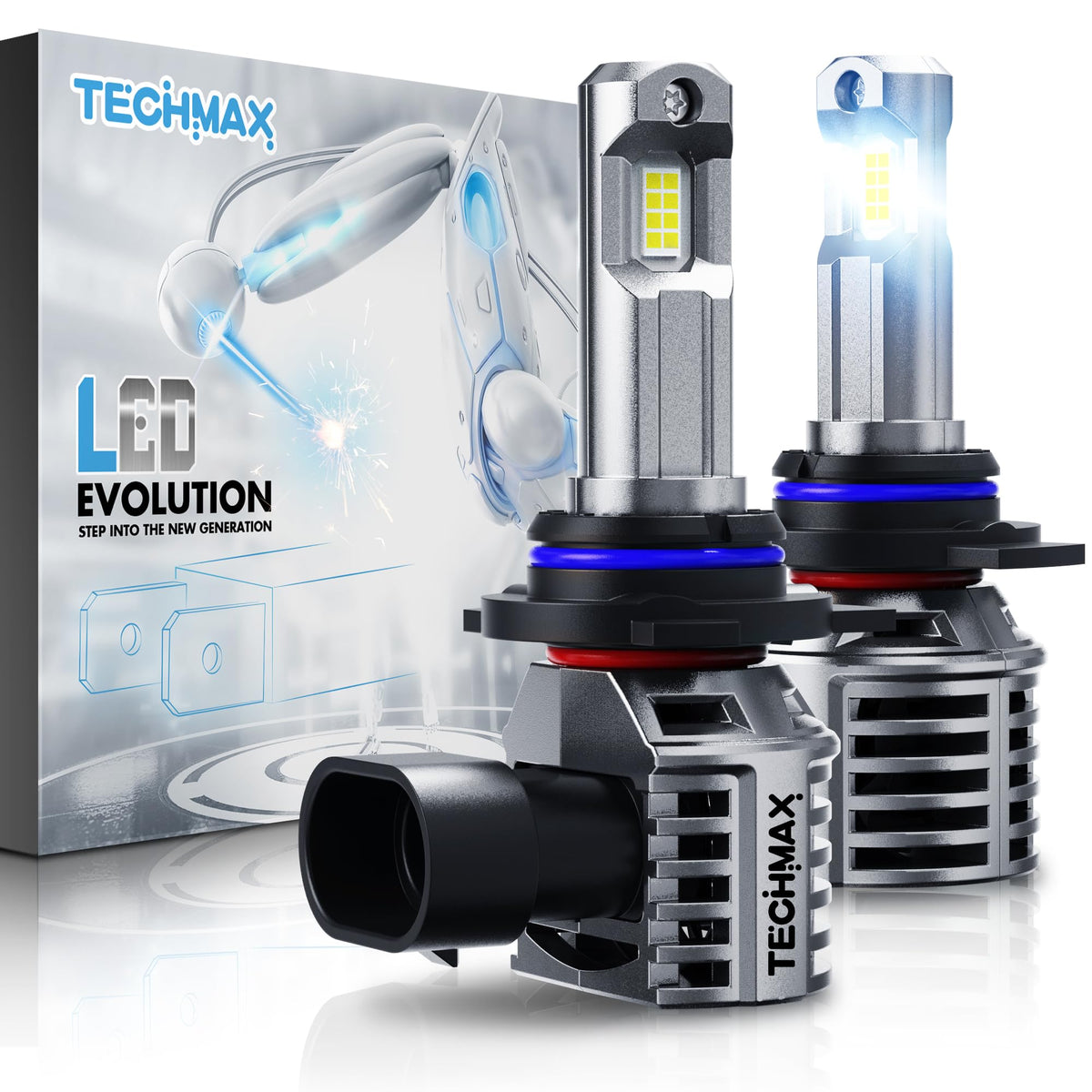 TECHMAX 9012 fog light bulb pack delivering brighter road visibility.