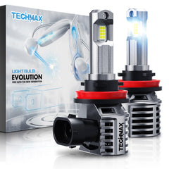 TechMax H11 fog light bulb with 15,000 RPM fan for cooler operation