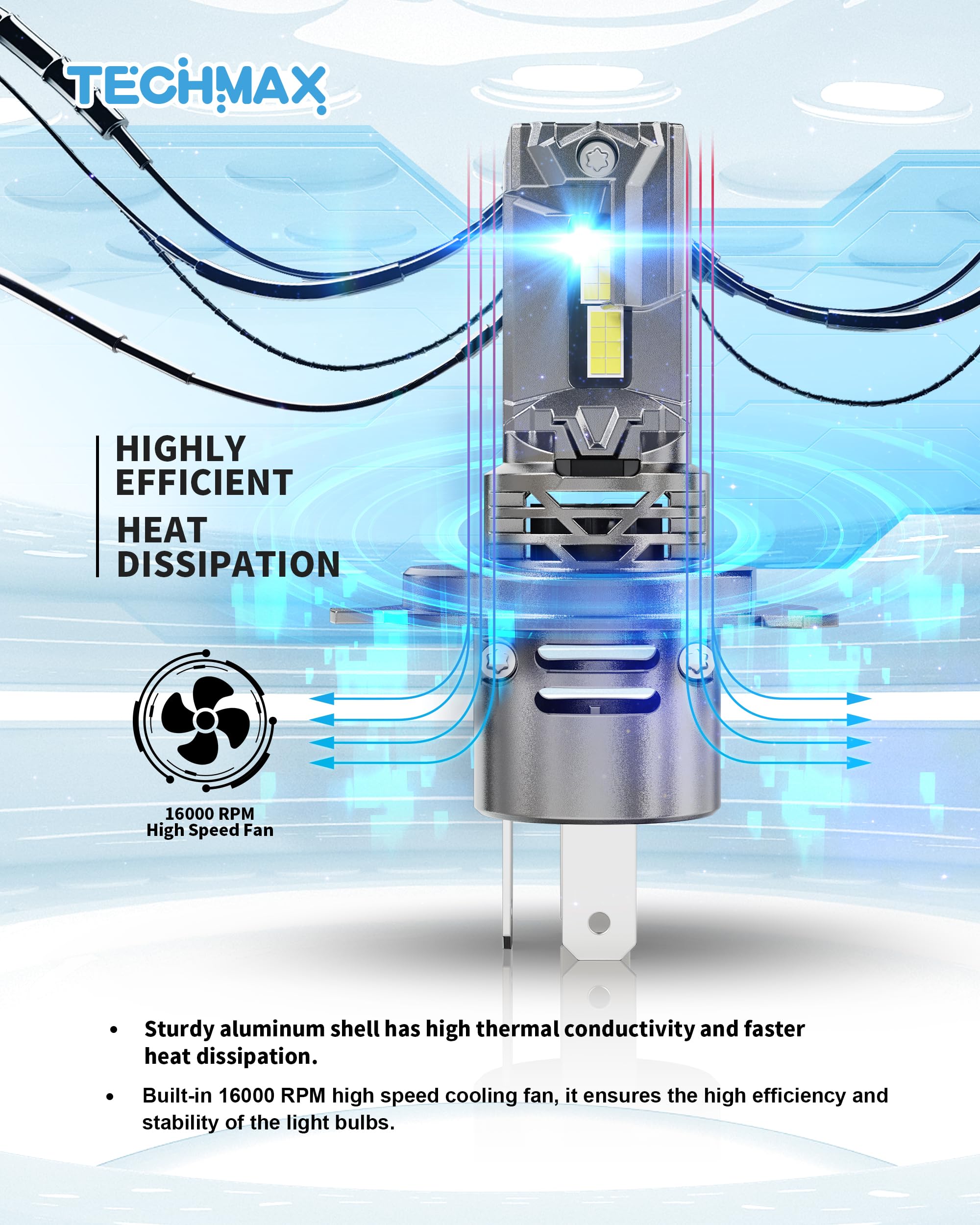 TECHMAX H4 bulb canbus compatibility indicator for most vehicles
