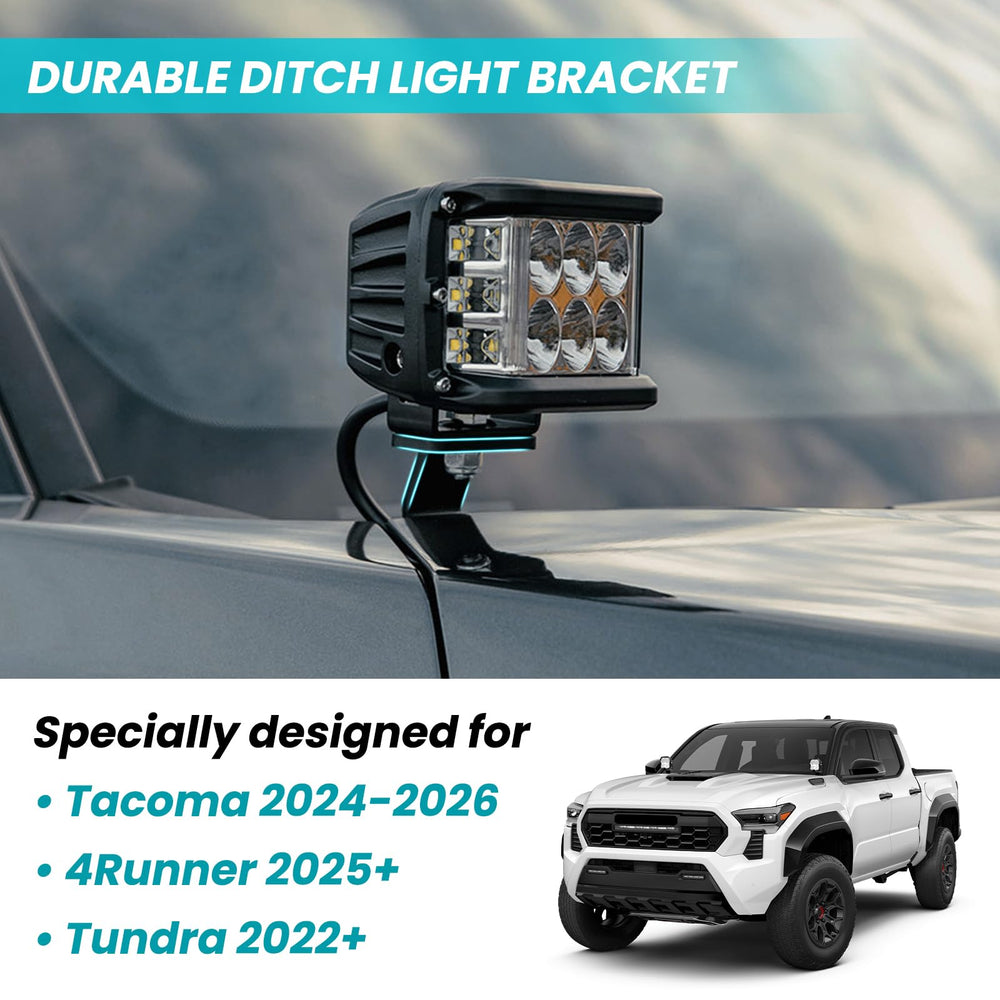 TECHPICCO ditch light bracket on Tacoma driver side for safer night driving