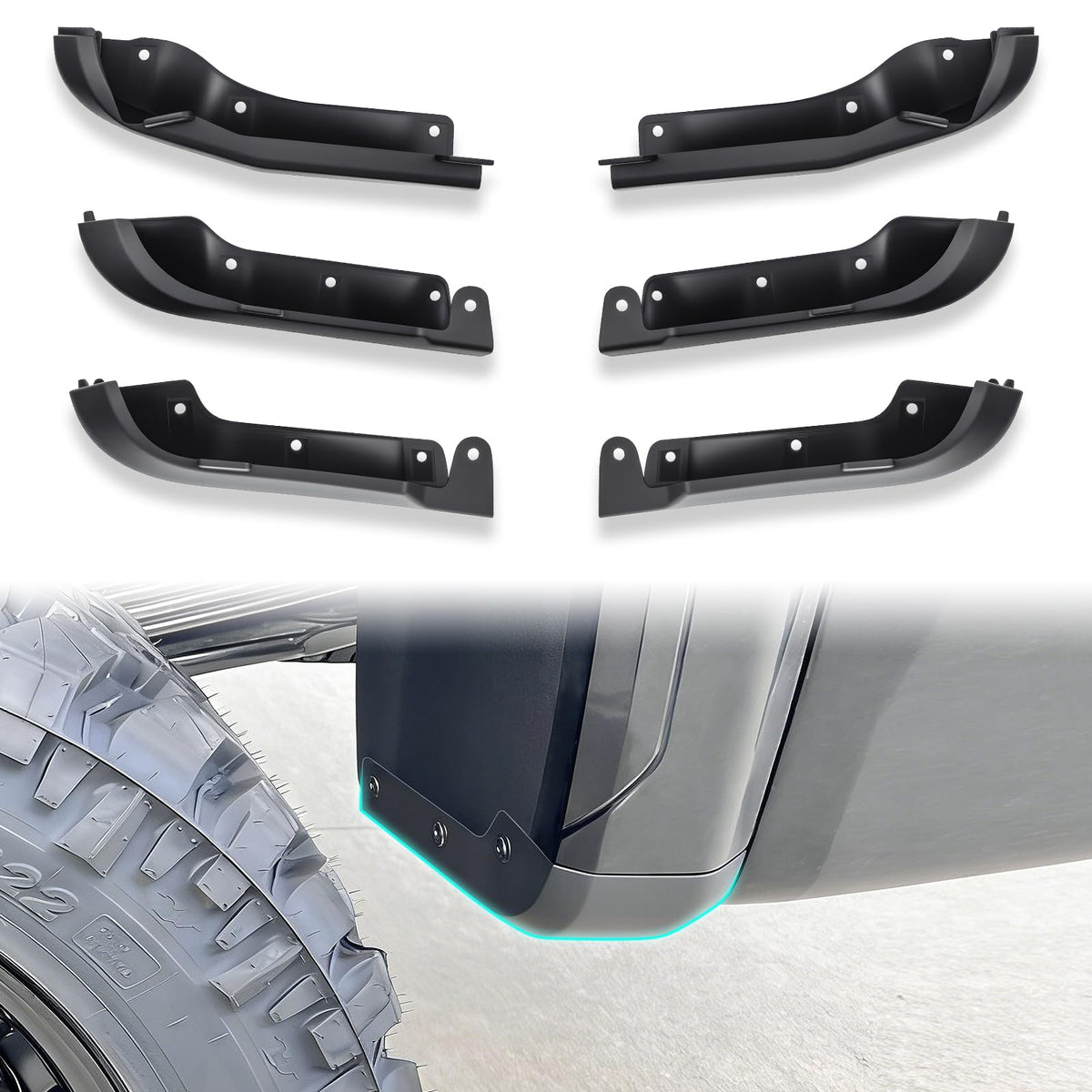 TechPicco mud flap delete front Sierra 2020-2026 enhances clean lines and mud control
