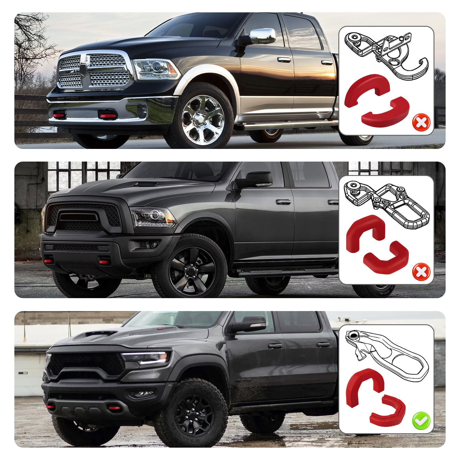 TECHPICCO RAM 1500 front-end cover with durable red finish for weather resistance.