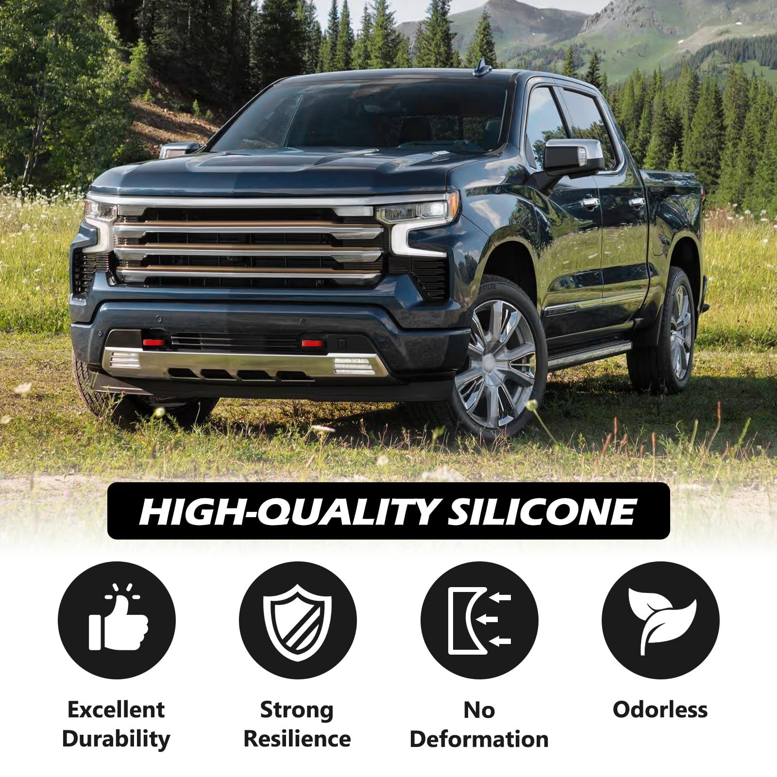 TECHPICCO Silverado tow hook cover 2007-2026 protects hooks from debris and wear