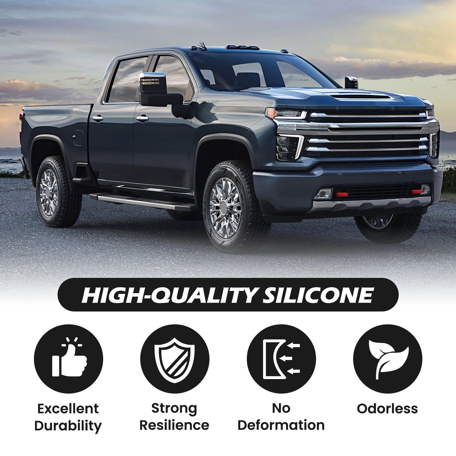TechPicco Silverado front tow-hook cover red in use on bumper