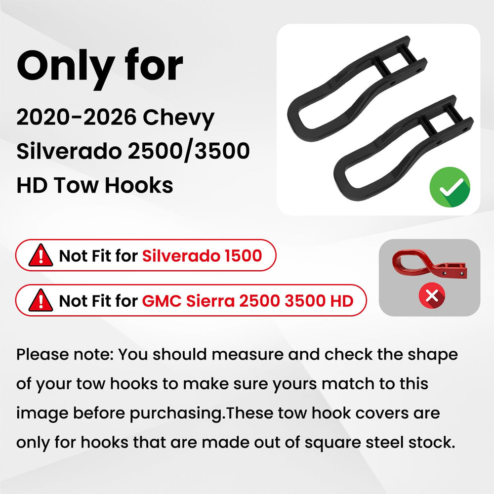 TechPicco red tow-hook cover for Silverado installs easily on the bumper