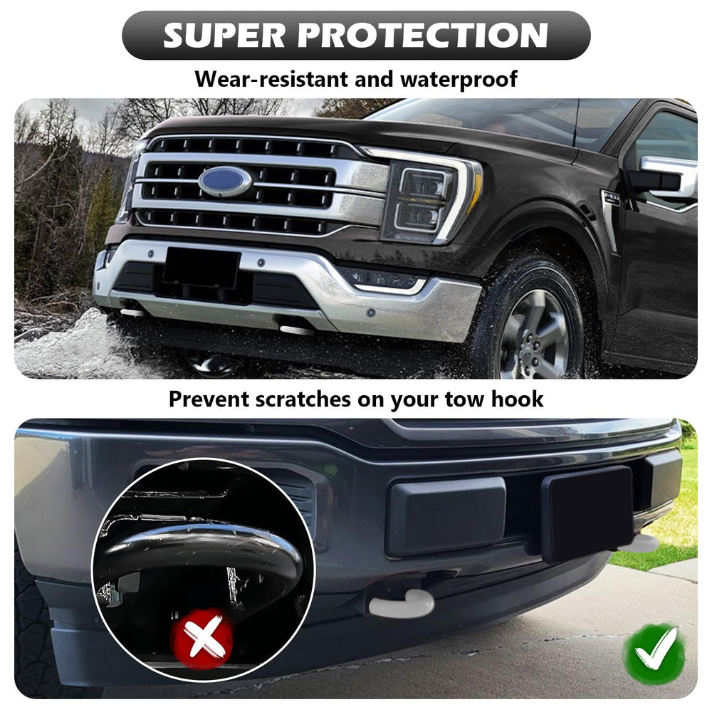 TechPicco Tow hook cover, dirt shield for Ford and Bronco, keeps hooks clean.
