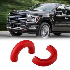 TECHPICCO Ford F-150 tow hook covers, front view, precise fit and protection.
