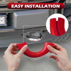 TECHPICCO Toyota Tundra tow hook cover, front view, compatible with 2017-2021 models.