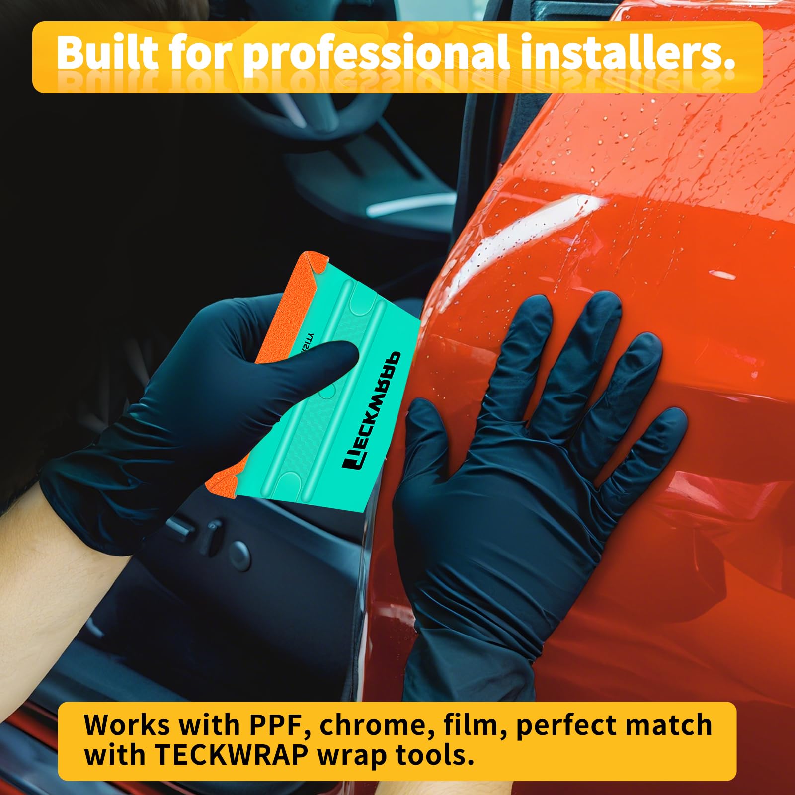 TECKWRAP color-coded squeegee set helps organize tools for different film types