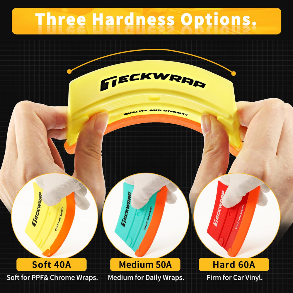 TECKWRAP green medium squeegee balances pressure for chrome and matte finishes