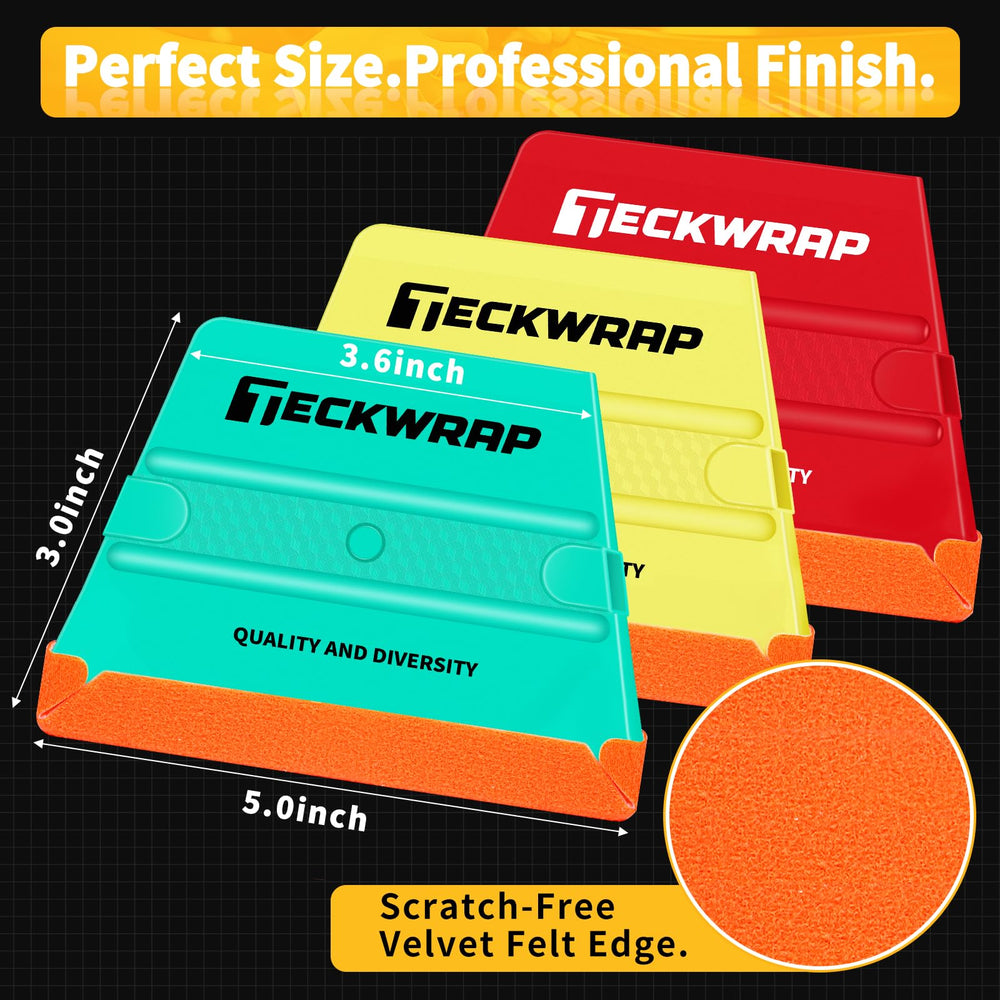 TECKWRAP yellow soft squeegee protects delicate films during wrap installations