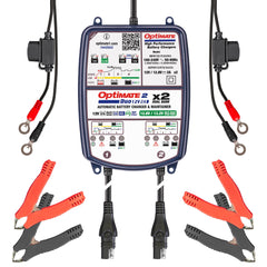 Tecmate OptiMATE 2 Duo TM-571 Bronze Series packaging with branding and product details.