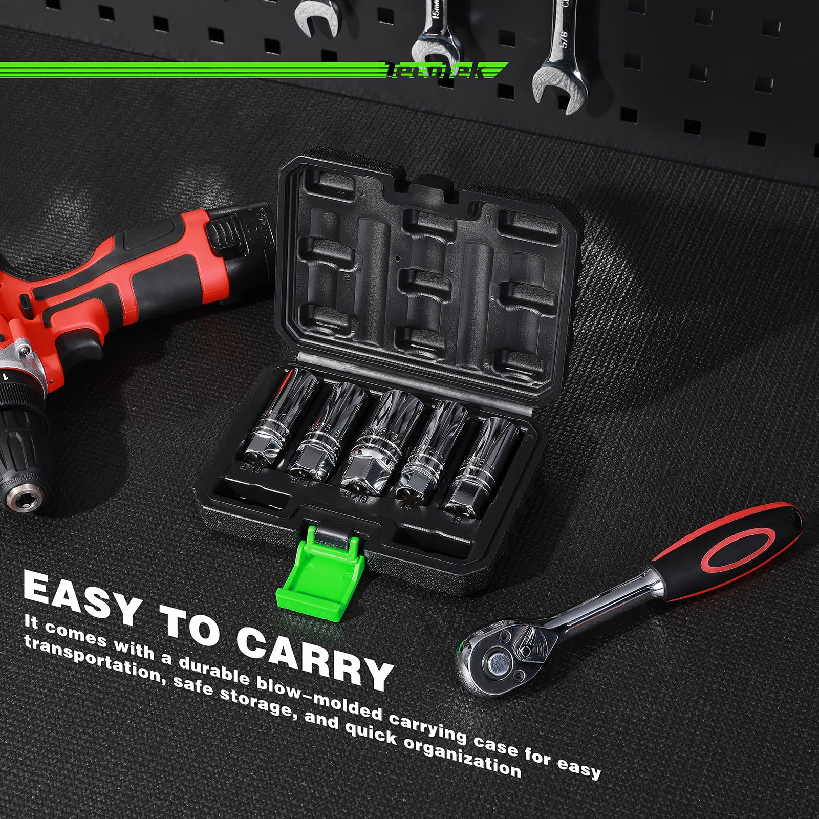 TecoTek 6-point spark plug socket ensures secure engagement