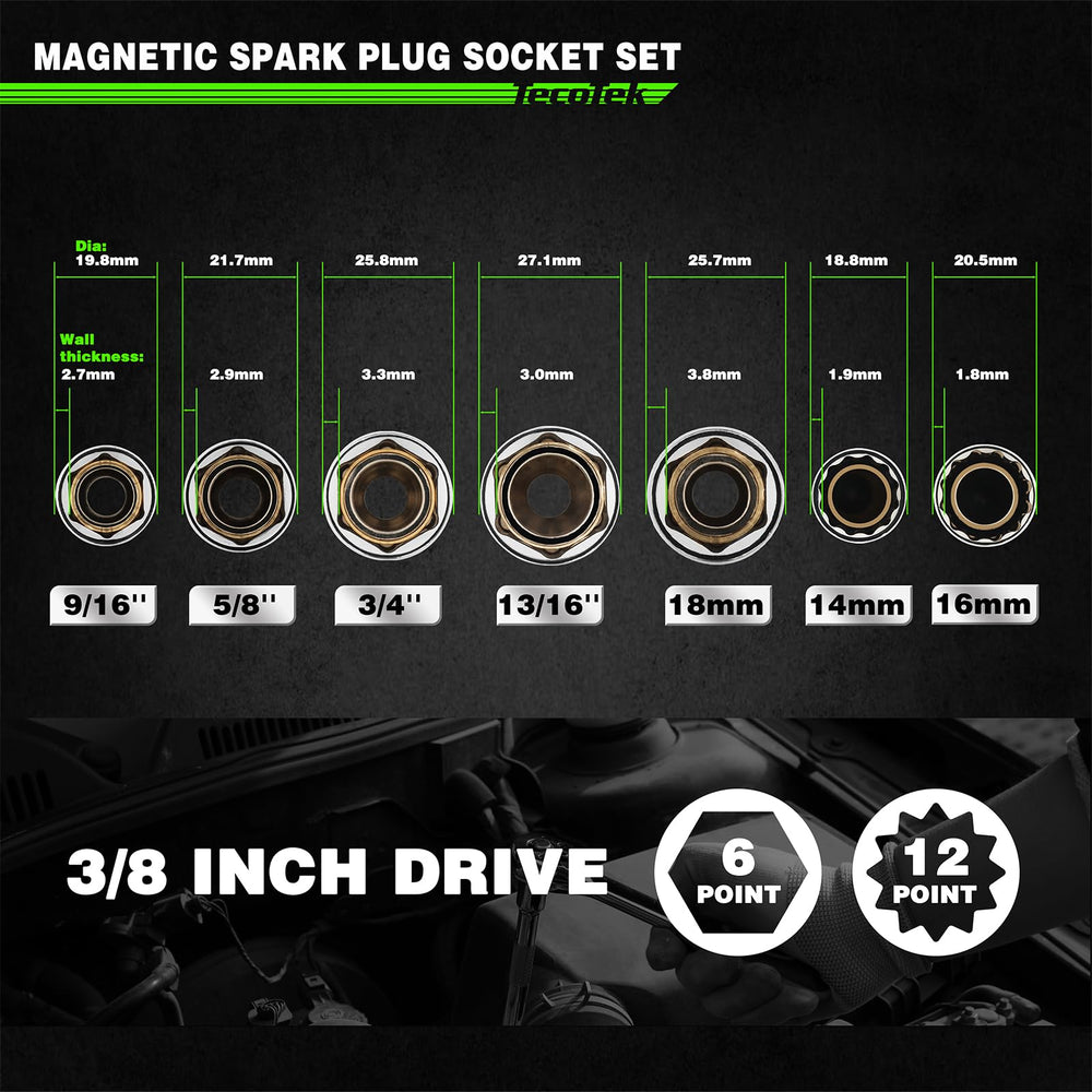 TecoTek 18mm spark plug socket with magnetic retention