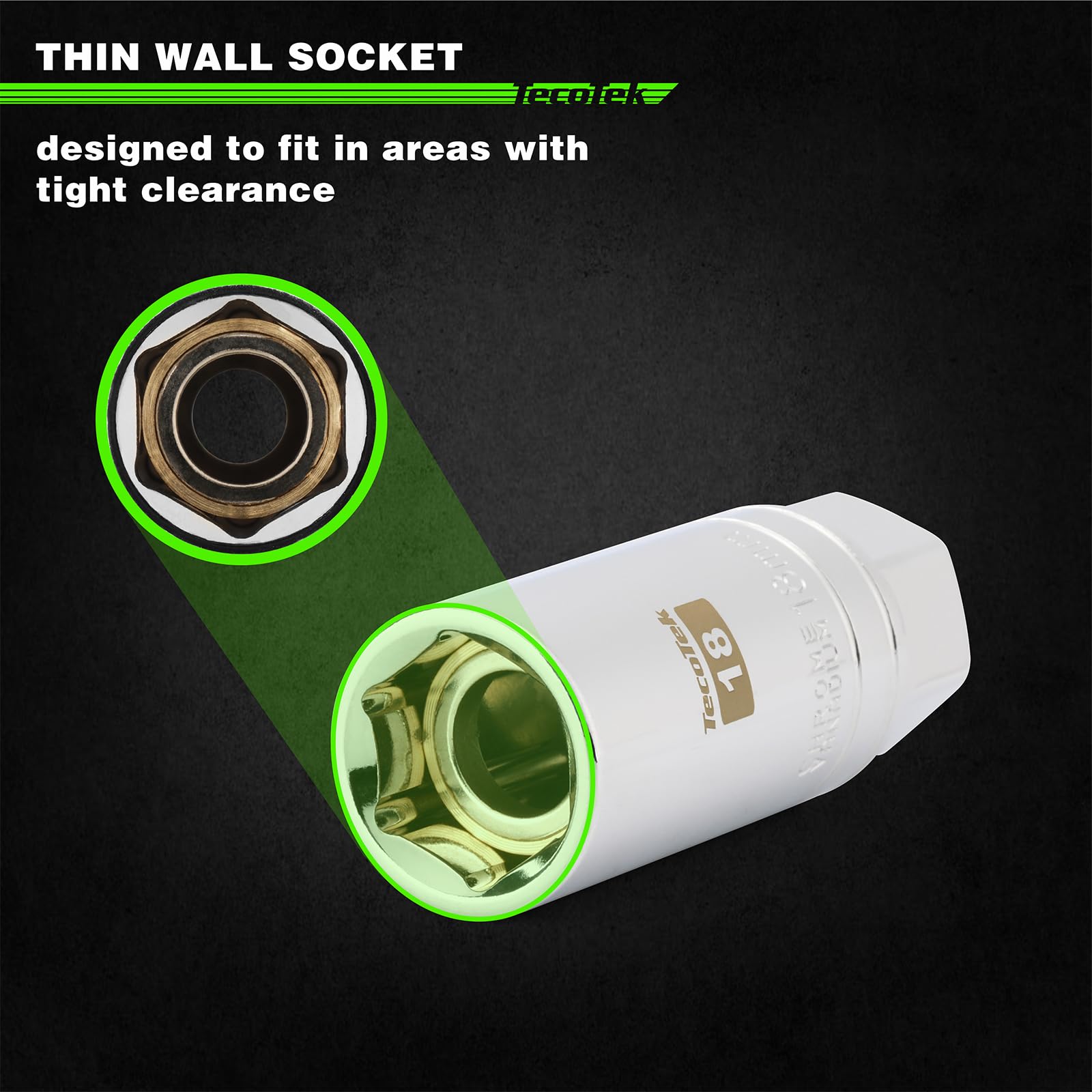 TecoTek 5/8-inch spark plug socket enables versatile use