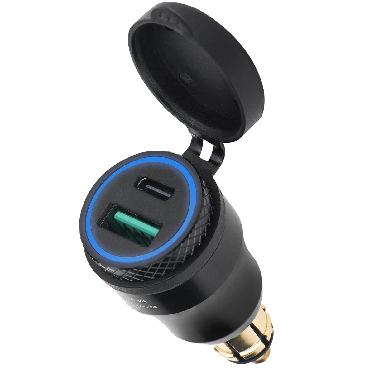 Tecreddy DIN Hella plug power adapter for secure on-bike charging.