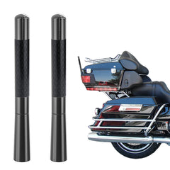Tecreddy short antenna close-up with carbon fiber finish for rugged Harley rides.