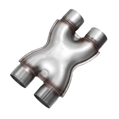 TECTRUC Exhaust X Pipe 3 Inch front view shows dual 3 inch inlets for smoother flow