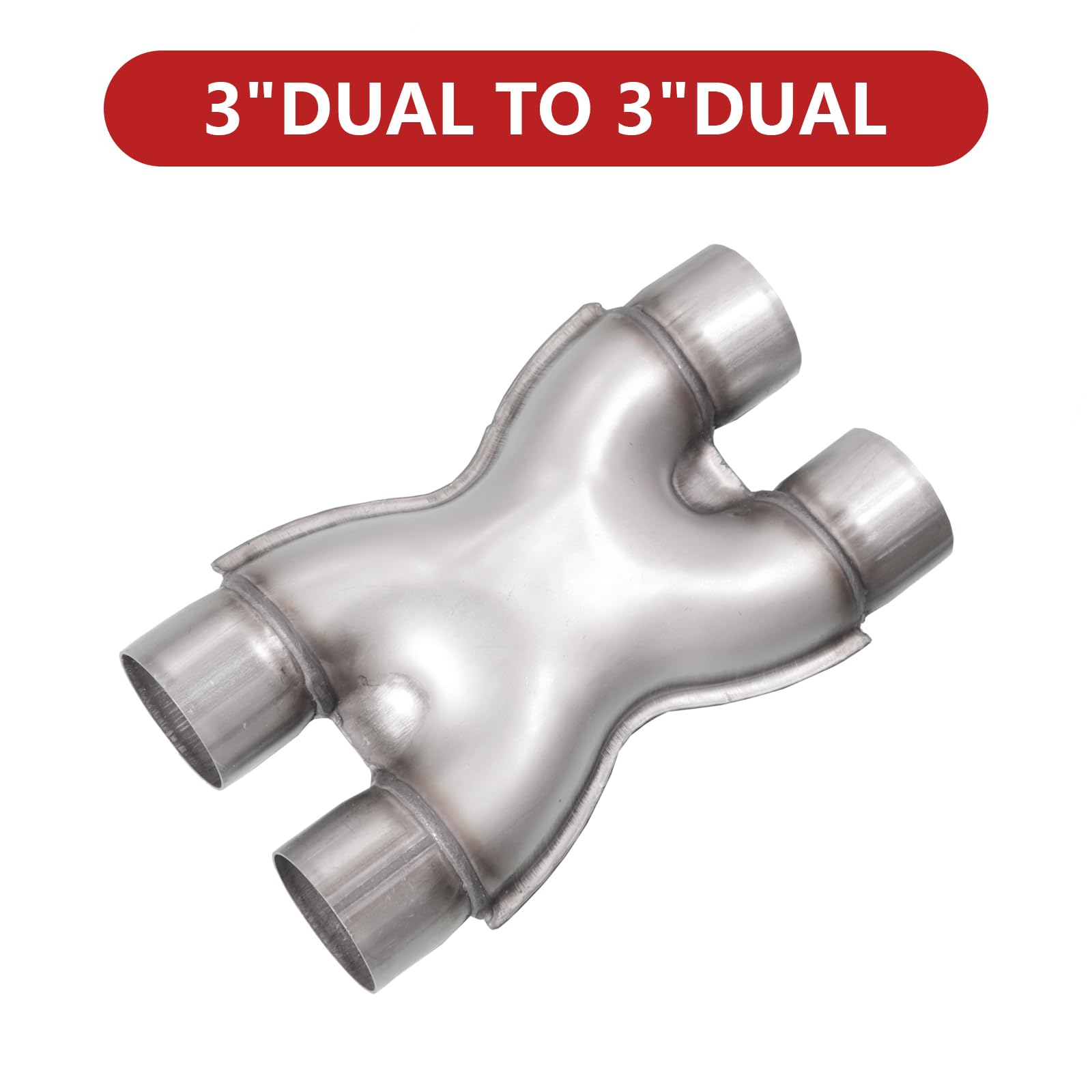 TECTRUC Exhaust X Pipe 3 Inch top view with 12 inch length detail