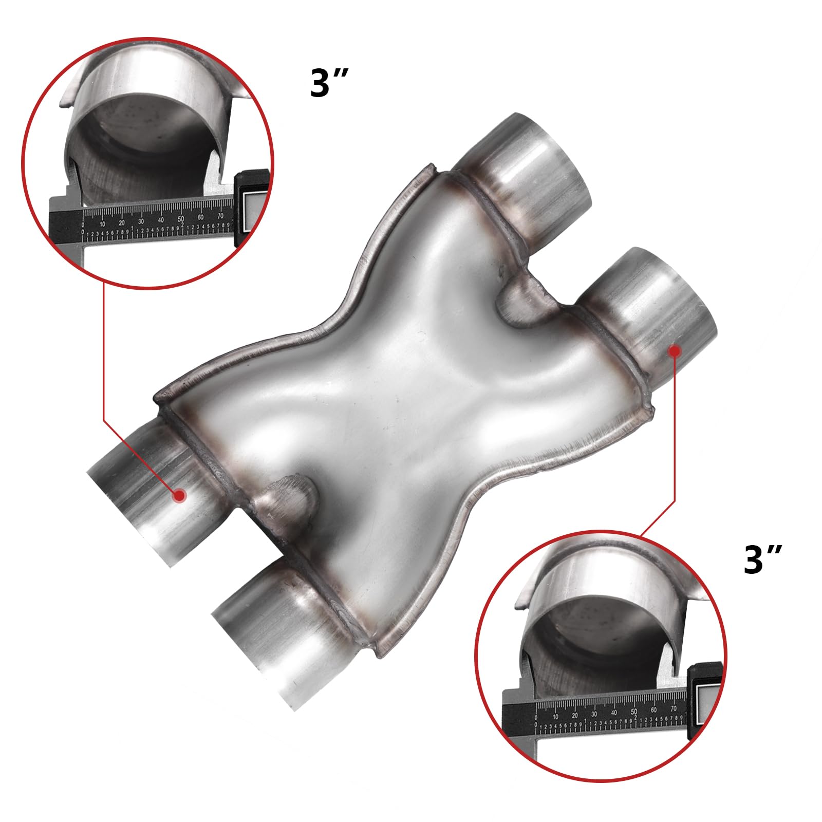 TECTRUC Exhaust X Pipe 3 Inch universal fit with common pipe sizes