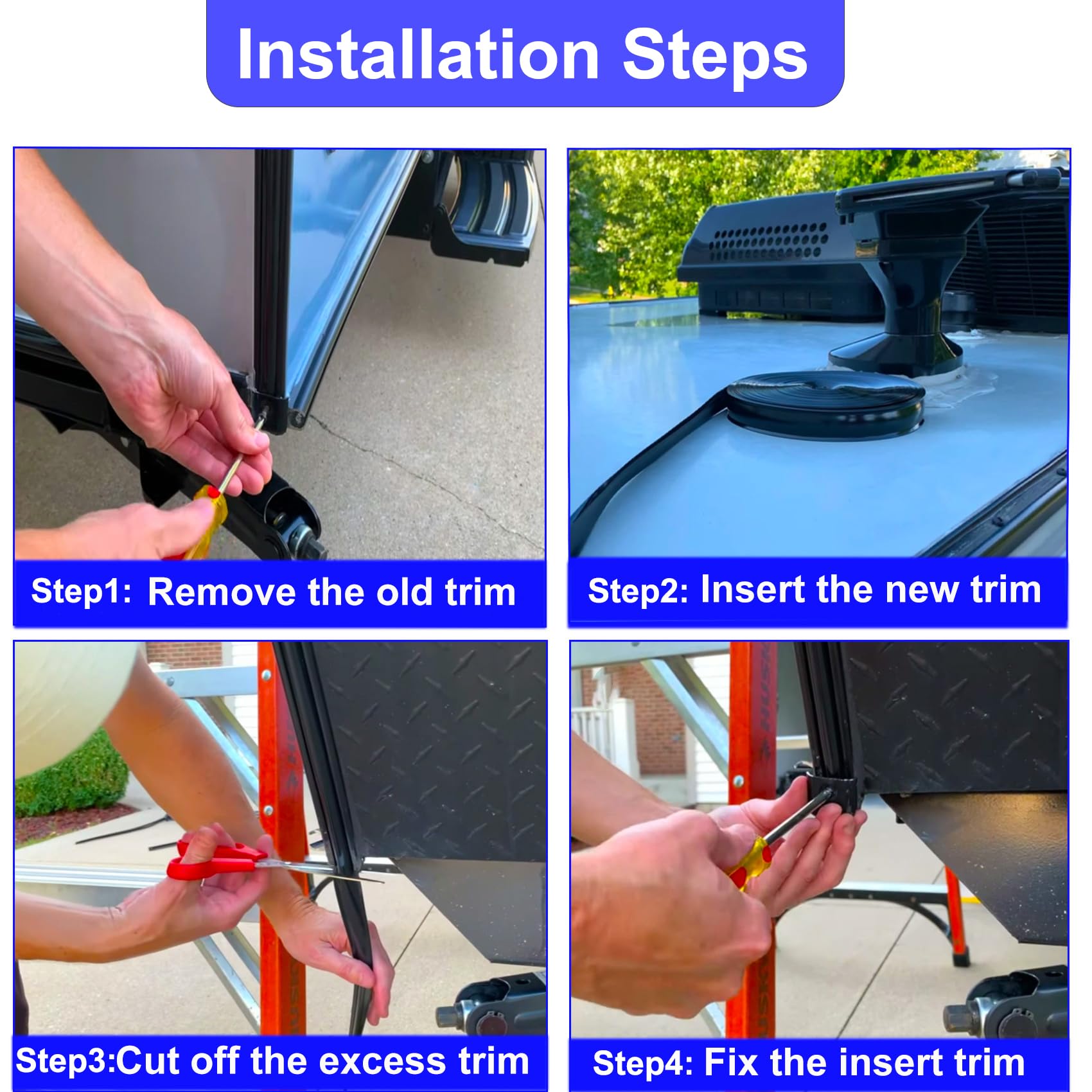 TeegRoow RV Corner Trim close-up-flexible-fit protects screws and seals gaps