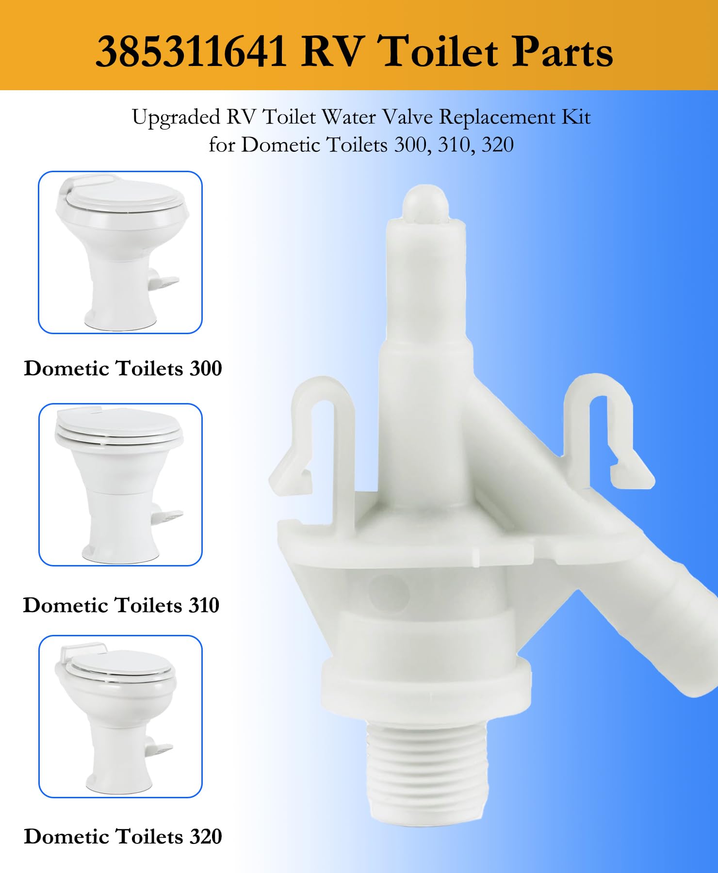 TeegRoow valve replacement kit side view, durable ABS construction for RV reliability