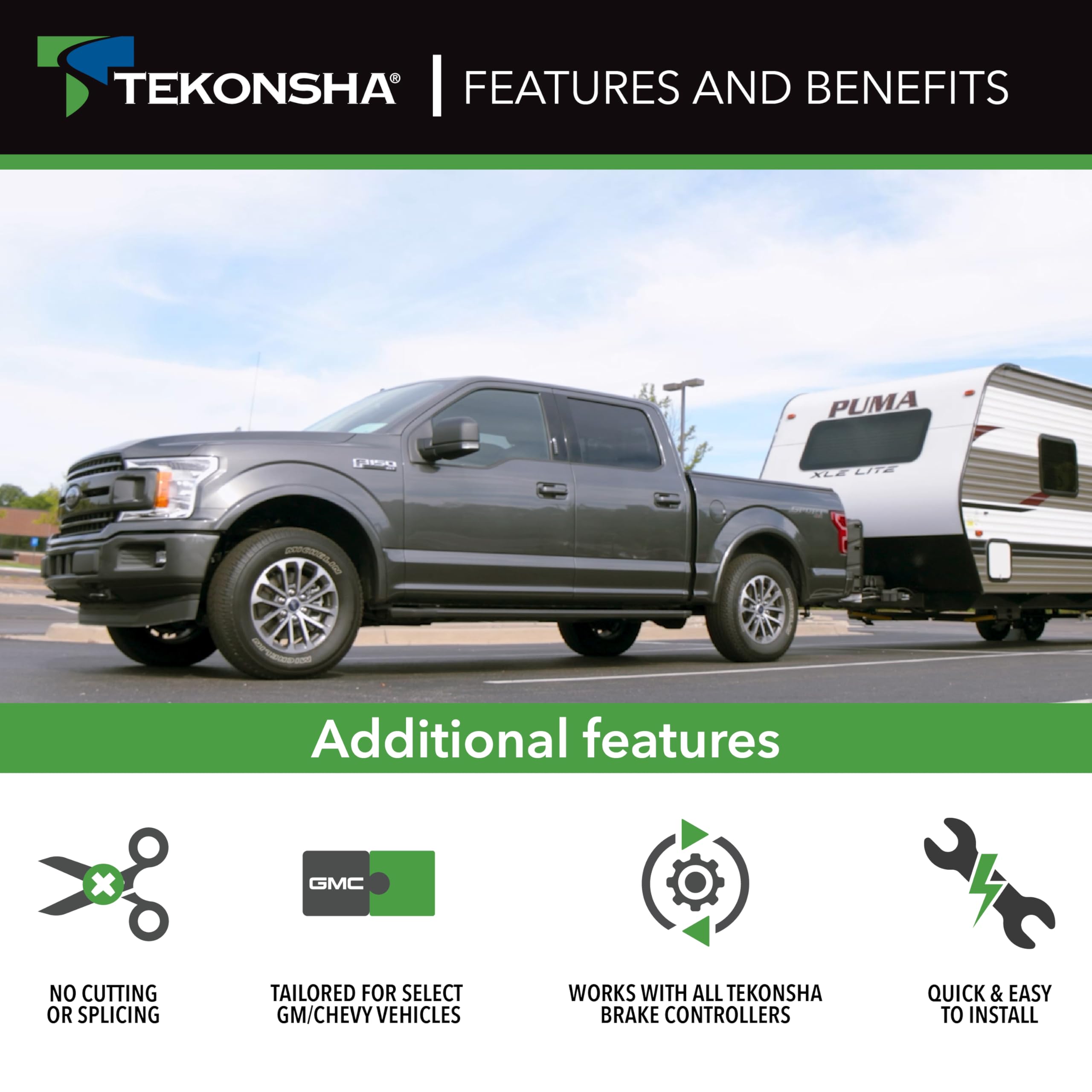 Four-pin connectors ensure quick, secure Tekonsha brake controller installation.