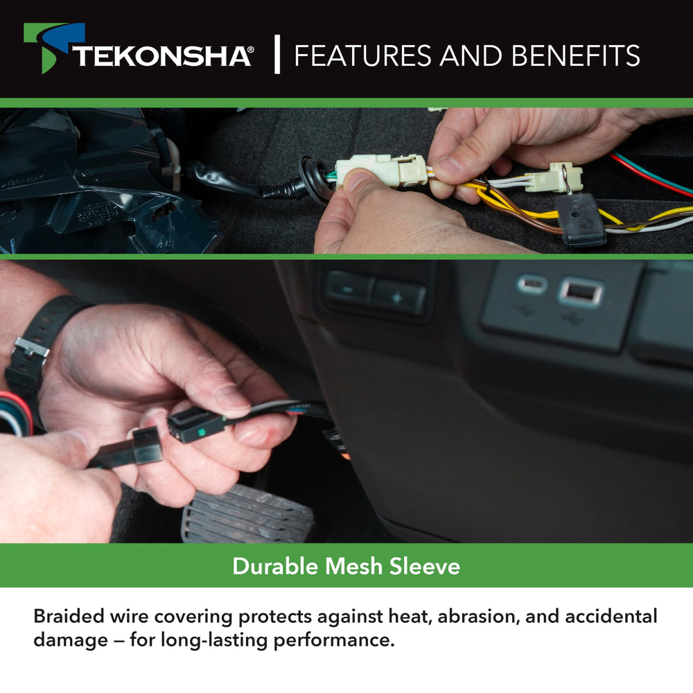 Vehicle compatibility features GM trucks and SUVs compatible with Tekonsha harness.