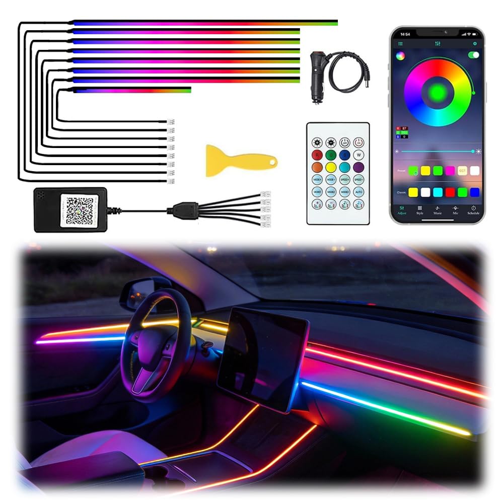 TEKSHINNY acrylic interior LED lights kit with dreamcolor for vibrant car ambience.