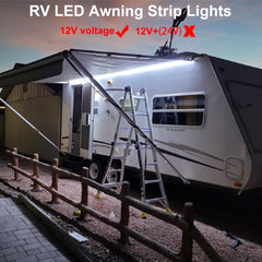 Tekshinny RV awning light strip with adhesive backing and clips for easy installation