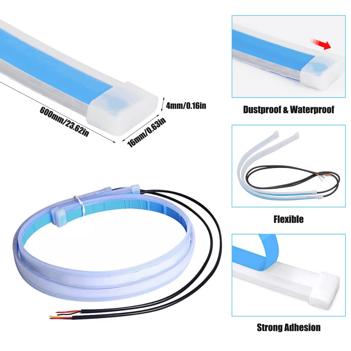 TEKSHINNY waterproof IP68 strip withstands rain and car washing.