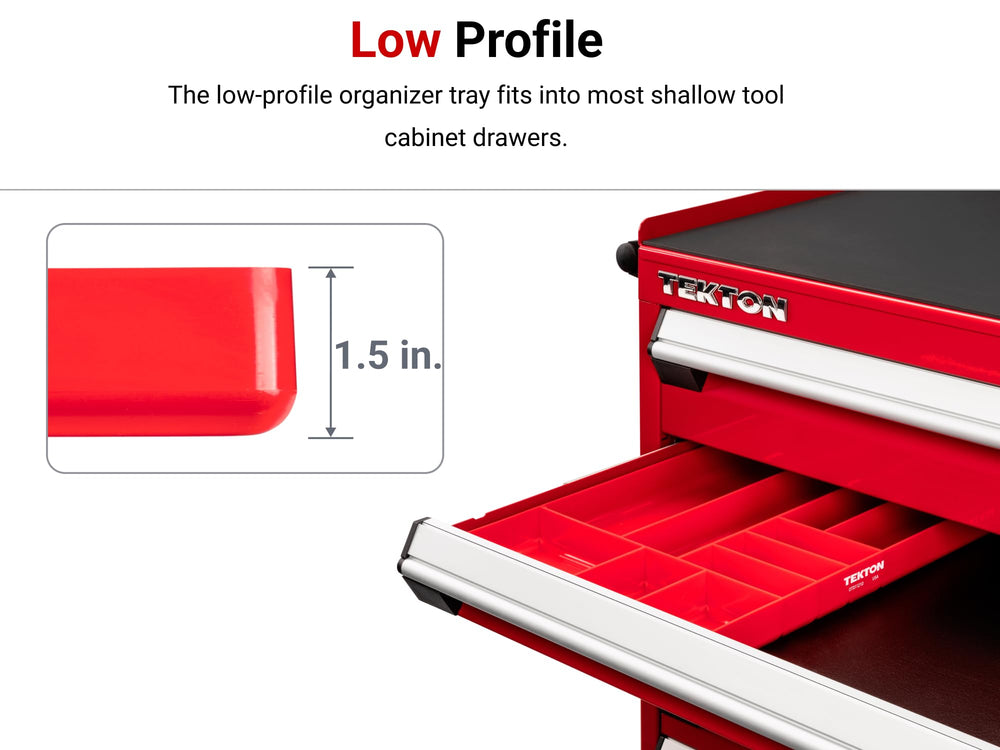 TEKTON low-profile drawer organizer fitting a shallow drawer.
