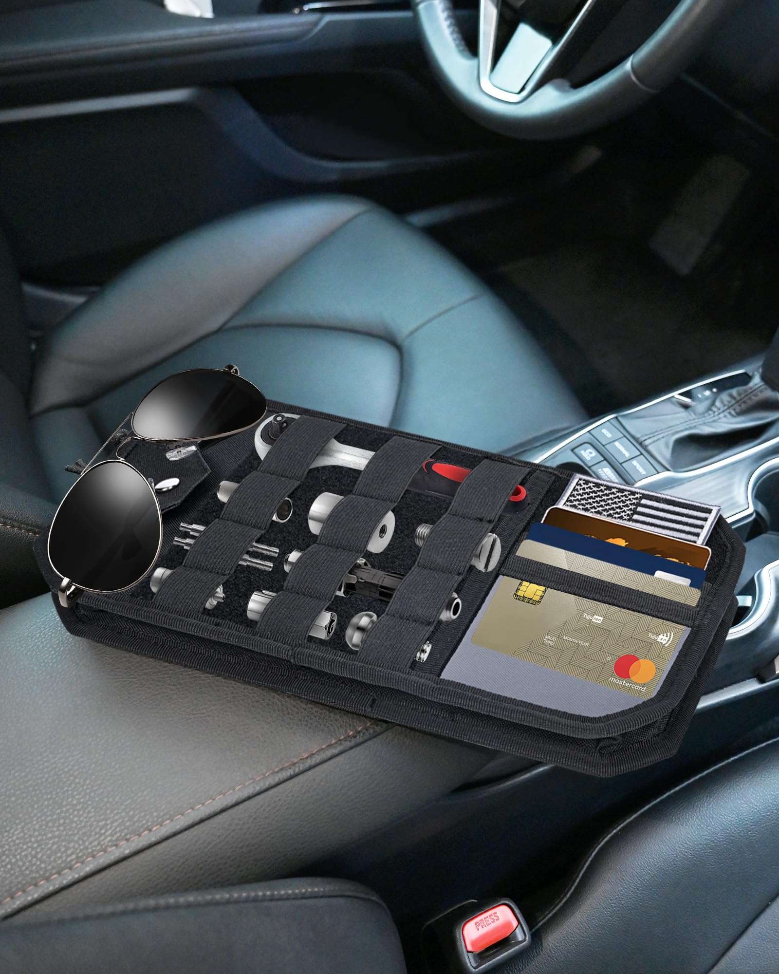 Telawsfun dedicated sunglasses slot allows instant grab-and-go access.