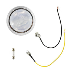 Telfair round dome light lens highlights the cabin with an even, clean glow.