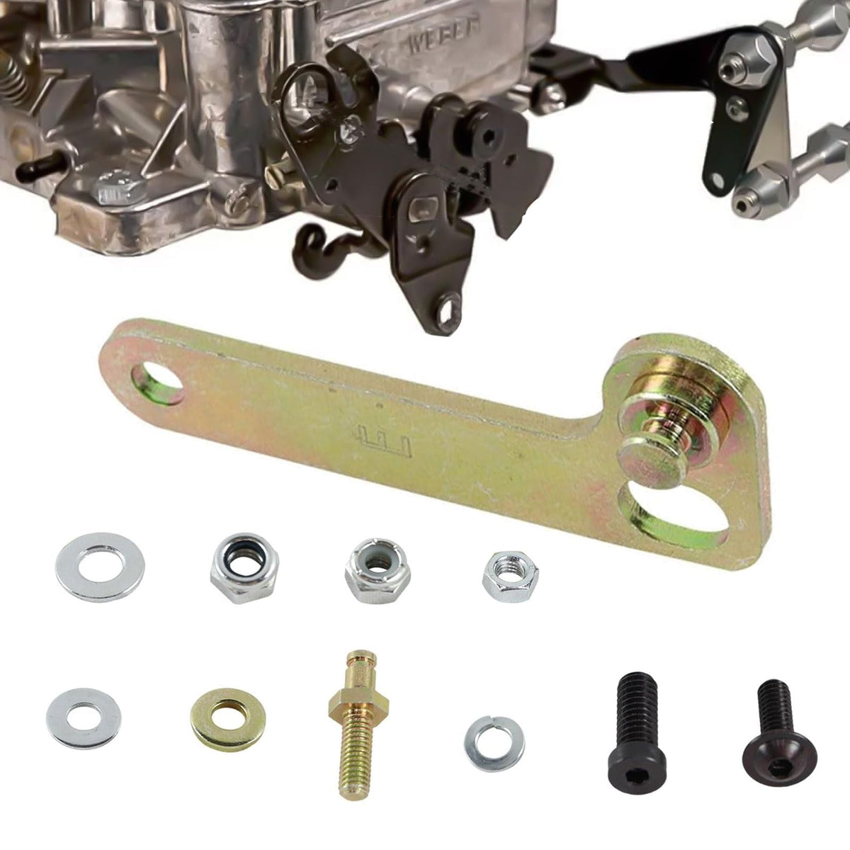 Telfair TV cable corrector plate ensures precise pivot alignment for Edelbrock and Carter carbs