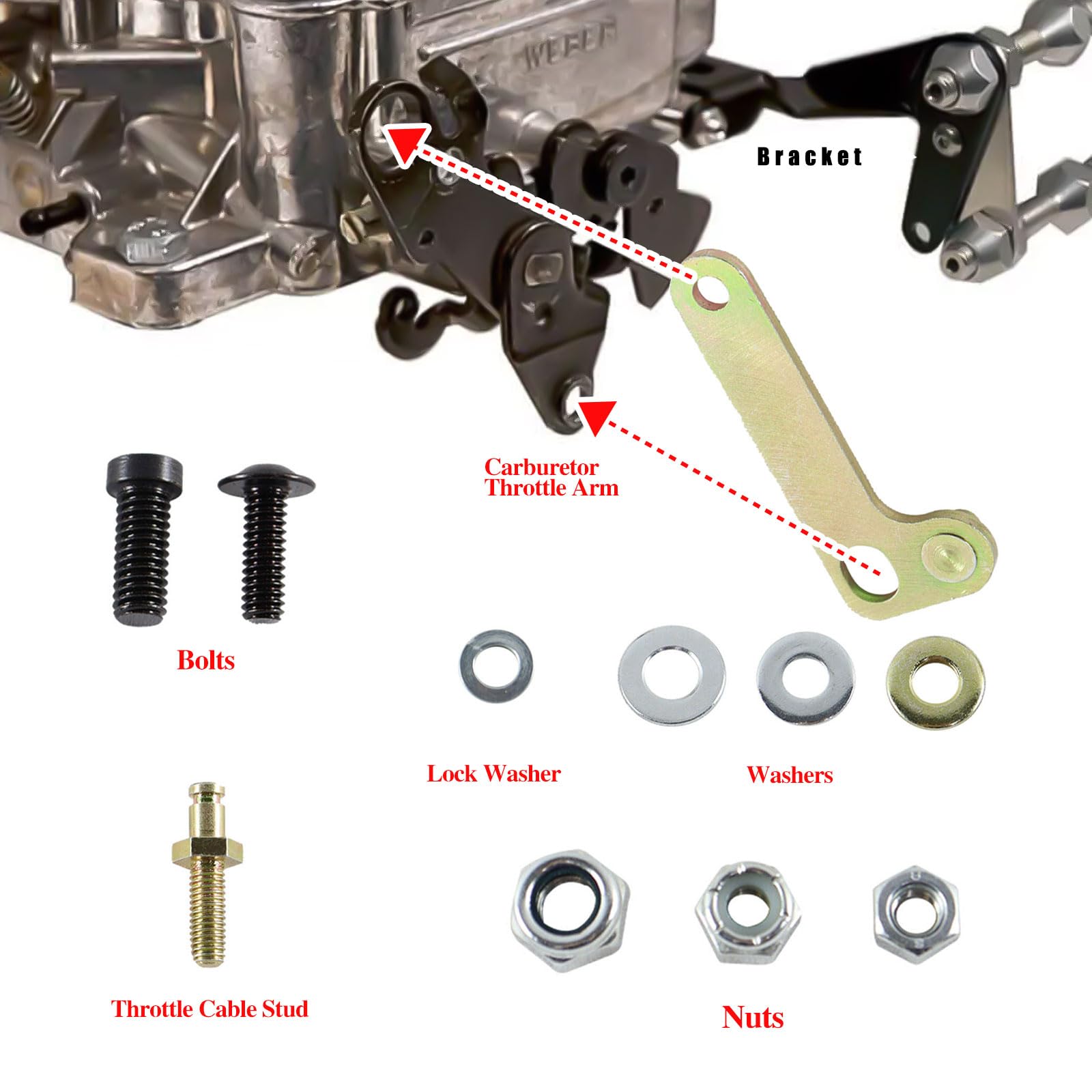 Telfair TV cable corrector stud aligns throttle linkage for accurate travel