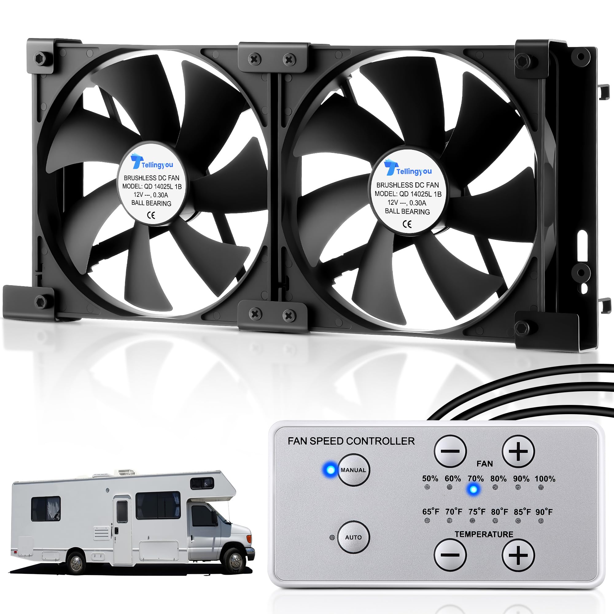 Tellingyou dual-fans RV fridge vent improves airflow for quick cooling