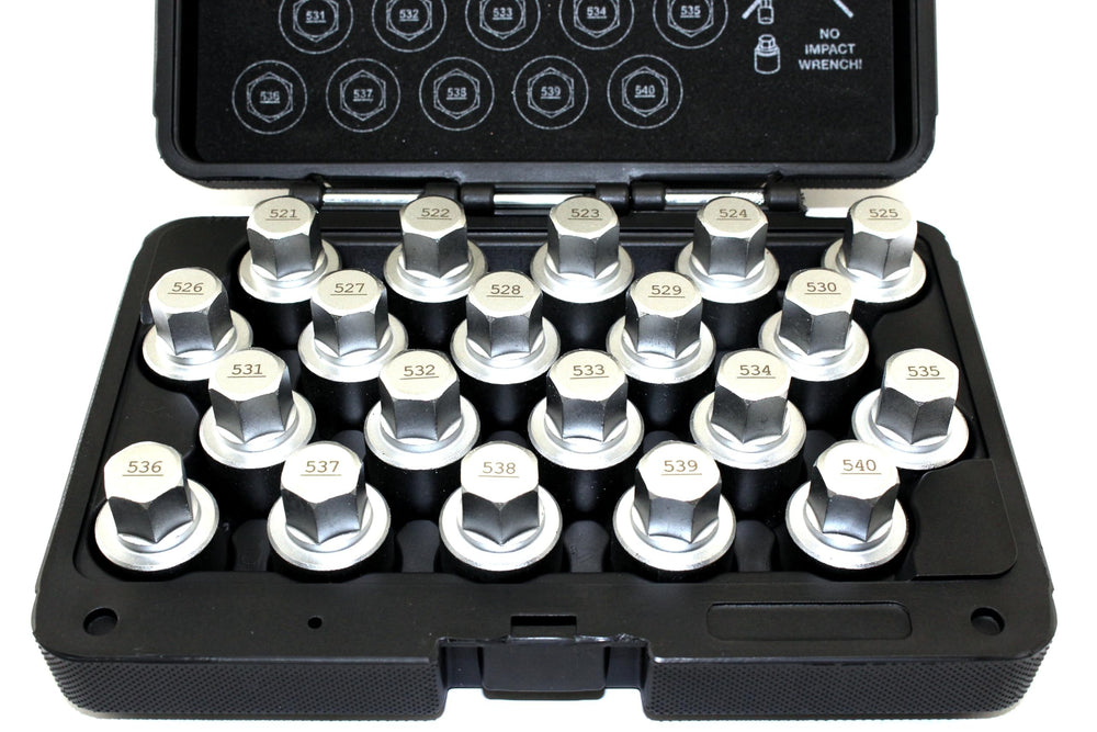 TEMO 20-piece wheel lock lug nut kit in durable case, ideal for quick roadside wheel changes.
